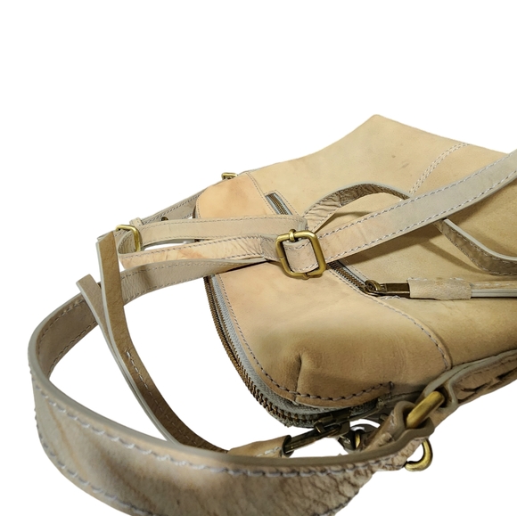 Born Nubuck Leather Boho Crossbody Bag with Adjustable Strap in Beige/Bone - Picture 8 of 9